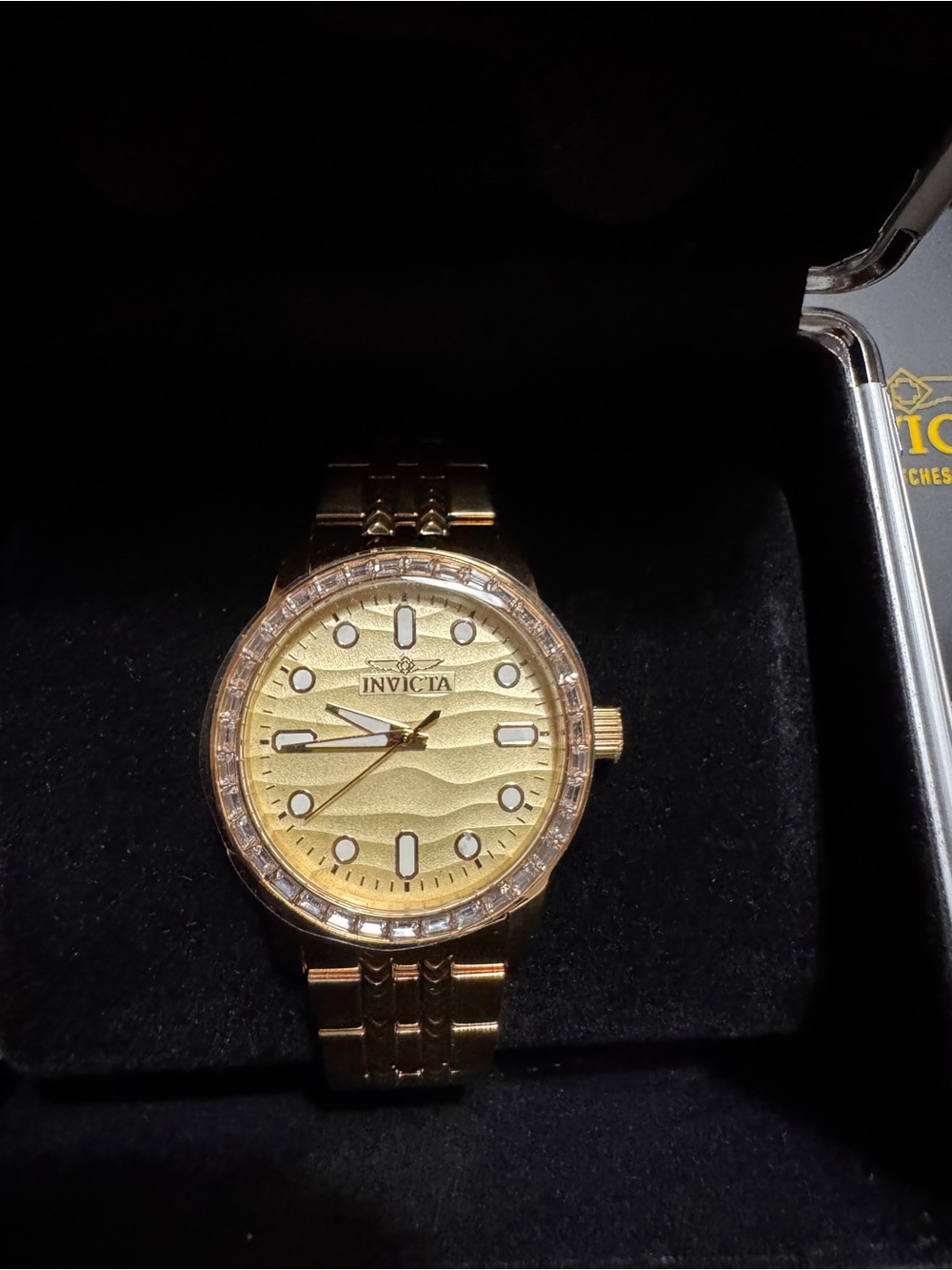 Invicta Men's Gold-Tone Watch with Crystal Bezel and Gold Dial - Picture 2 of 5